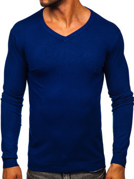 Tmavě modrý pánský svetr s výstřihem do V Bolf MMB601