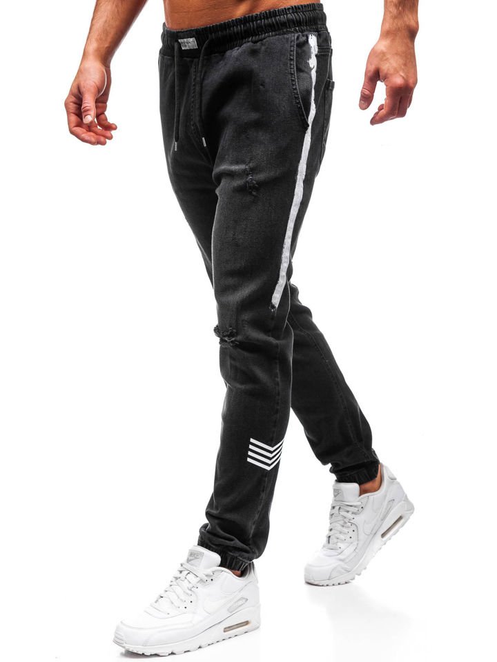 Černé pánské džínové jogger kalhoty Bolf 2055