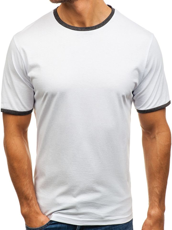 Bílé pánské tričko bez potisku Bolf 6310
