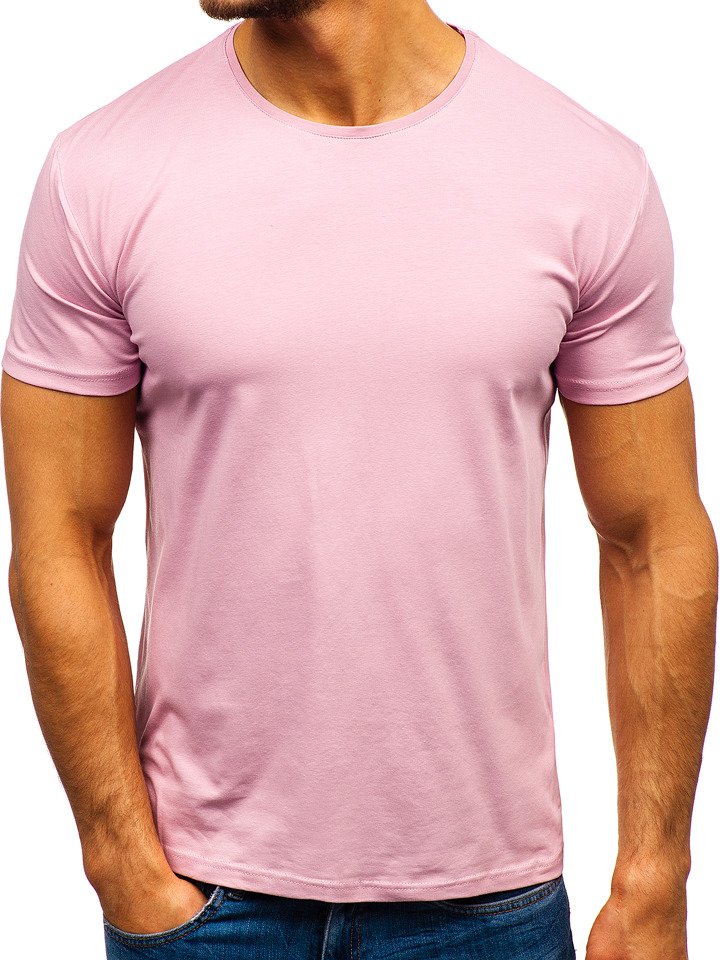 Růžové pánské tričko bez potisku Bolf 9001-1