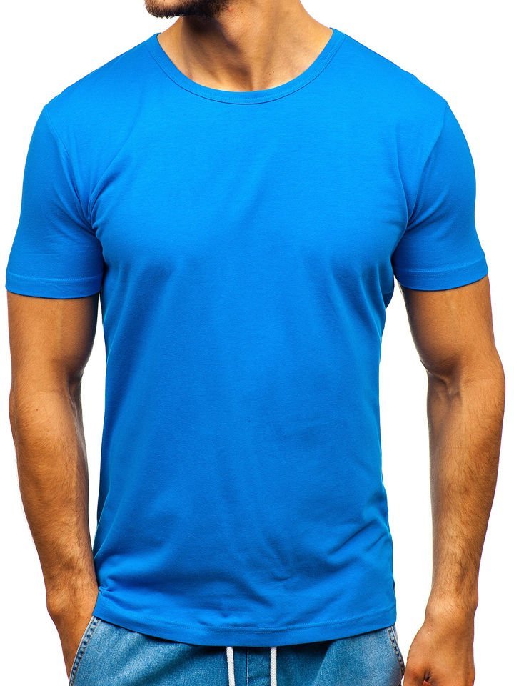 Modré pánské tričko bez potisku Bolf T1042