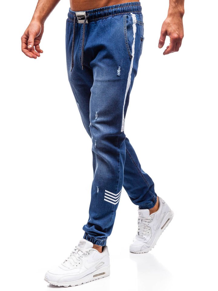 Tmavě modré pánské džínové jogger kalhoty Bolf 2055