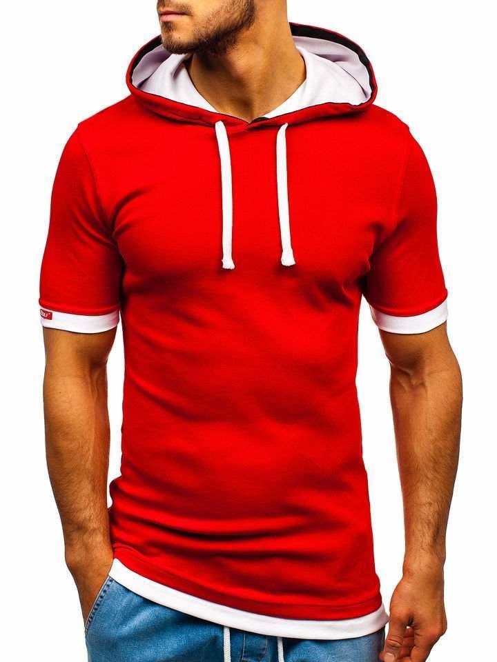 Červené pánské tričko s kapucí Bolf 08-1
