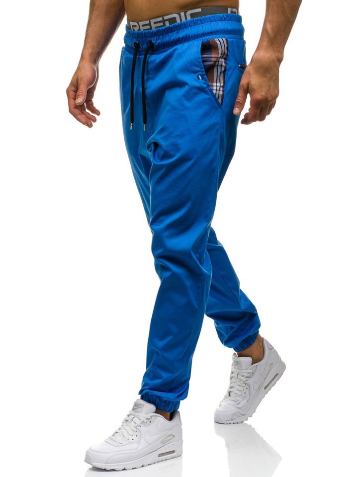Modré pánské jogger kalhoty Bolf 0449
