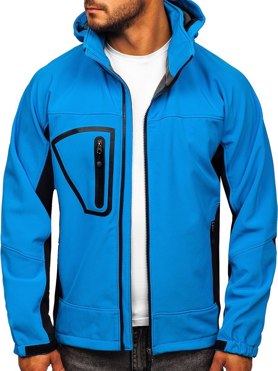 Světle modrá pánská softshellová bunda Bolf T019