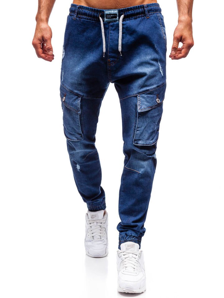 Tmavě modré pánské džínové jogger kalhoty Bolf 2048