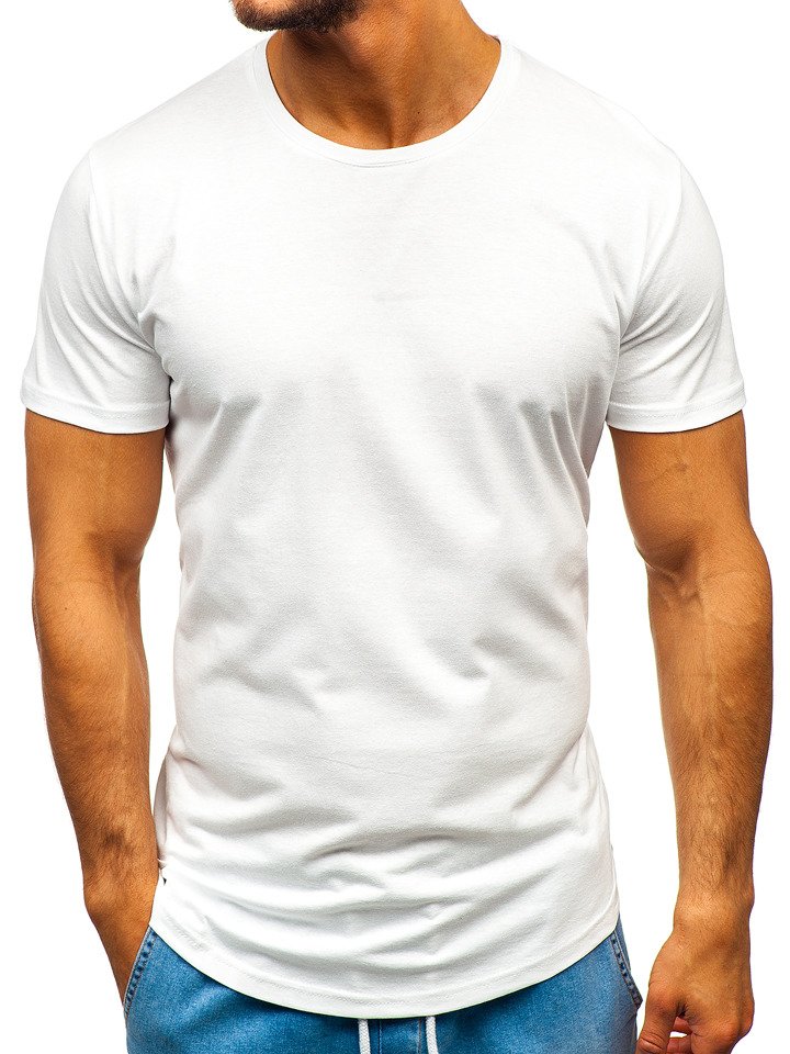 Bílé pánské tričko bez potisku Bolf 1207