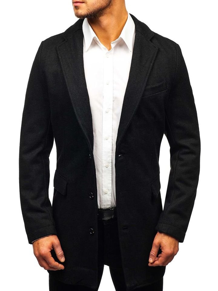 Černý pánský kabát Bolf NZ01