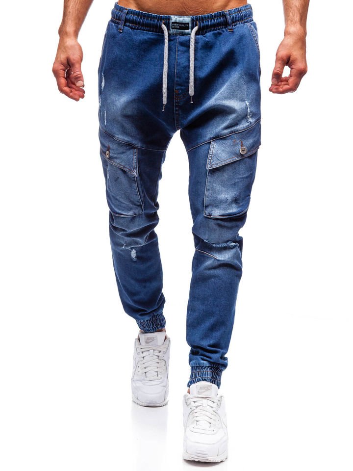 Modré pánské džínové jogger kalhoty Bolf 2048