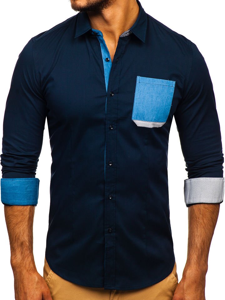 Tmavě modrá pánská košile Bolf 7192