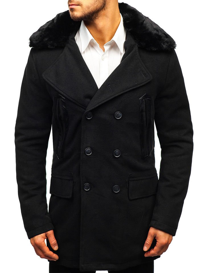 Černý pánský zimní kabát Bolf 88872