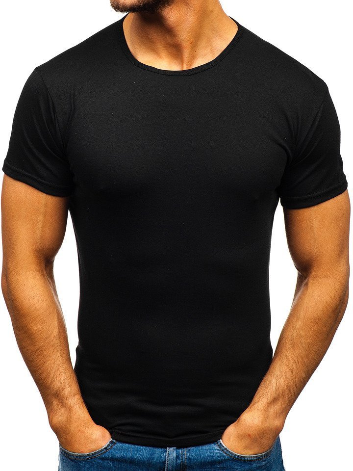 Černé pánské tričko bez potisku Bolf 0001