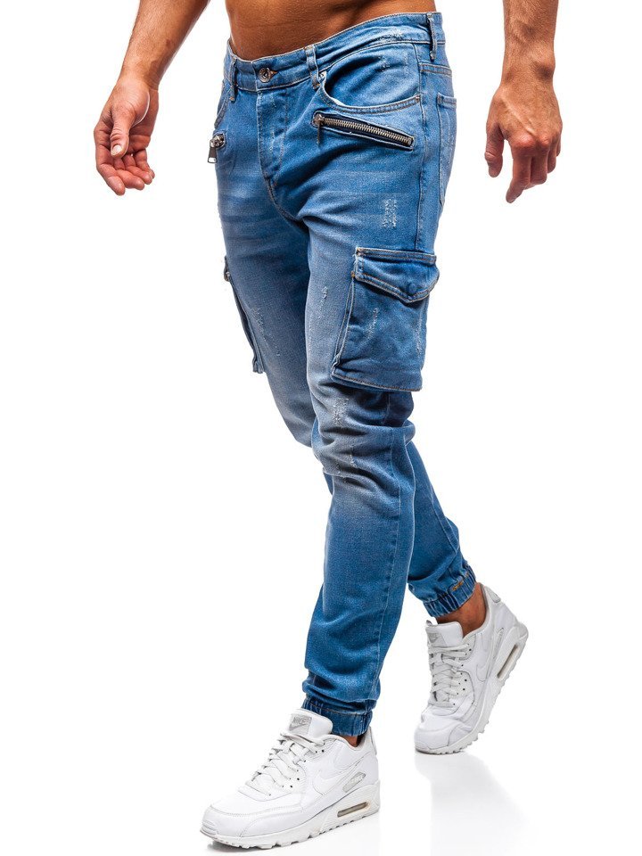 Modré pánské džínové jogger kalhoty Bolf 3002