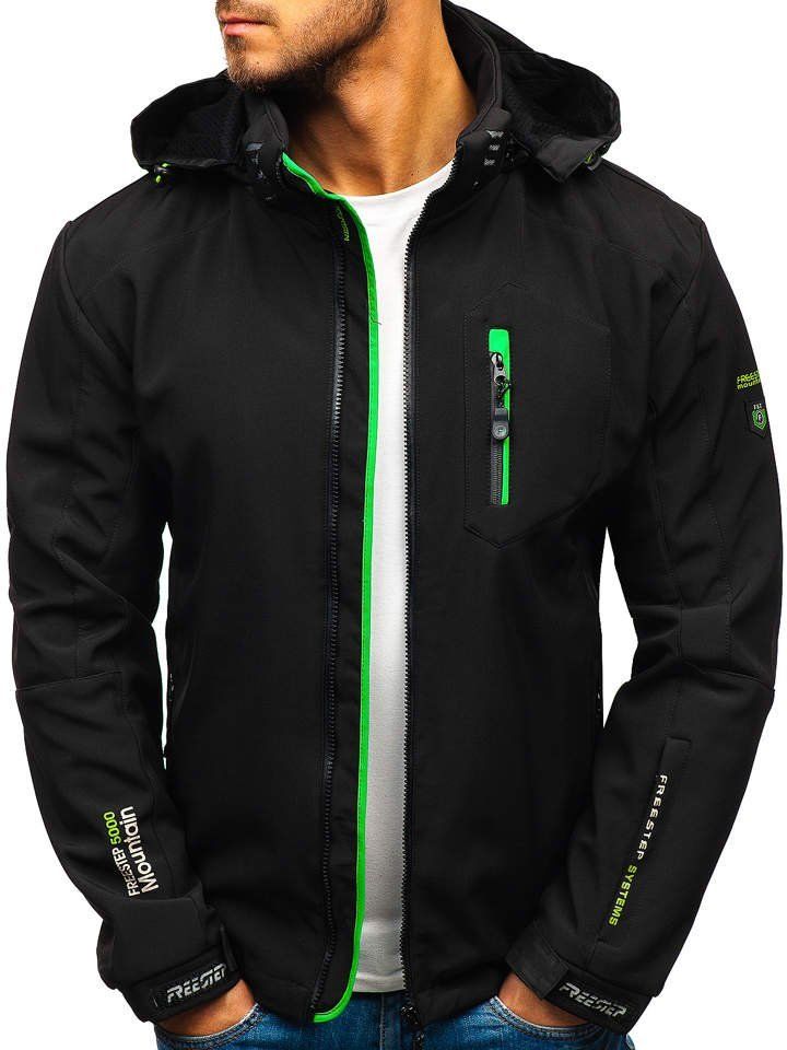 Černo-zelená pánská softshellová bunda Bolf P135-A
