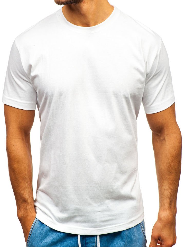 Bílé pánské tričko bez potisku Bolf T1046