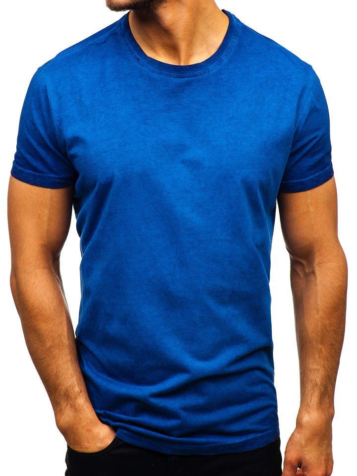 Tmavě modré pánské tričko bez potisku Bolf 100728