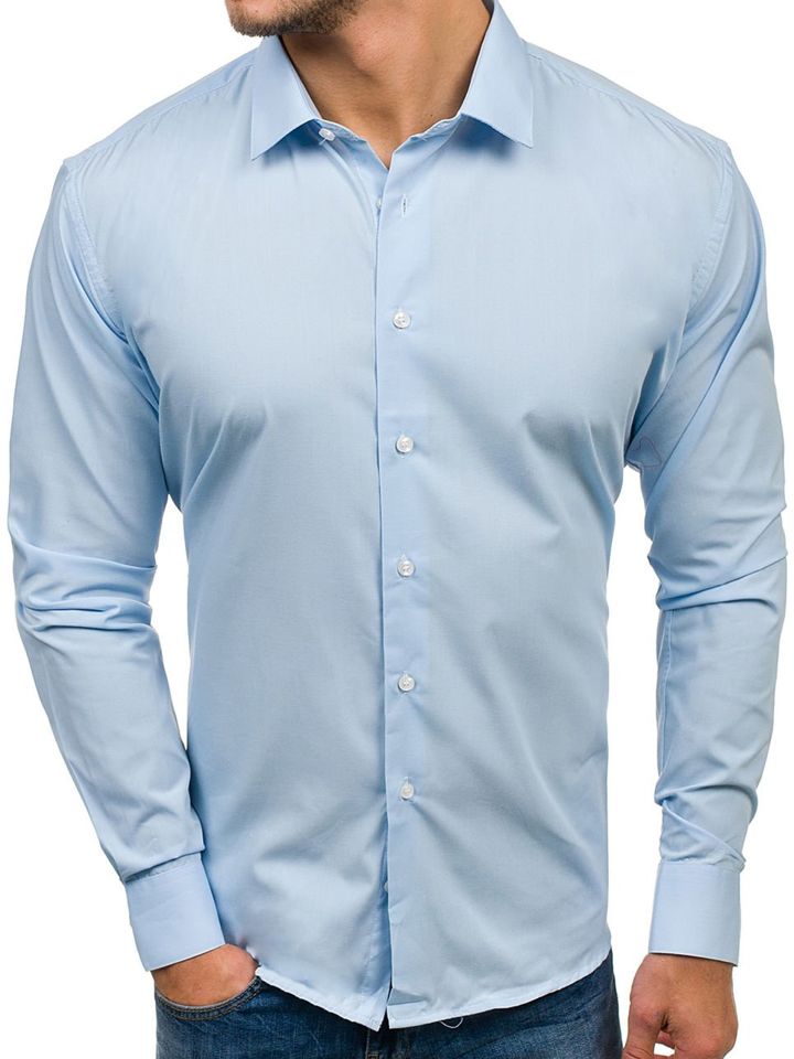 Blankytná pánská elegantní košile s dlouhým rukávem Bolf TS100