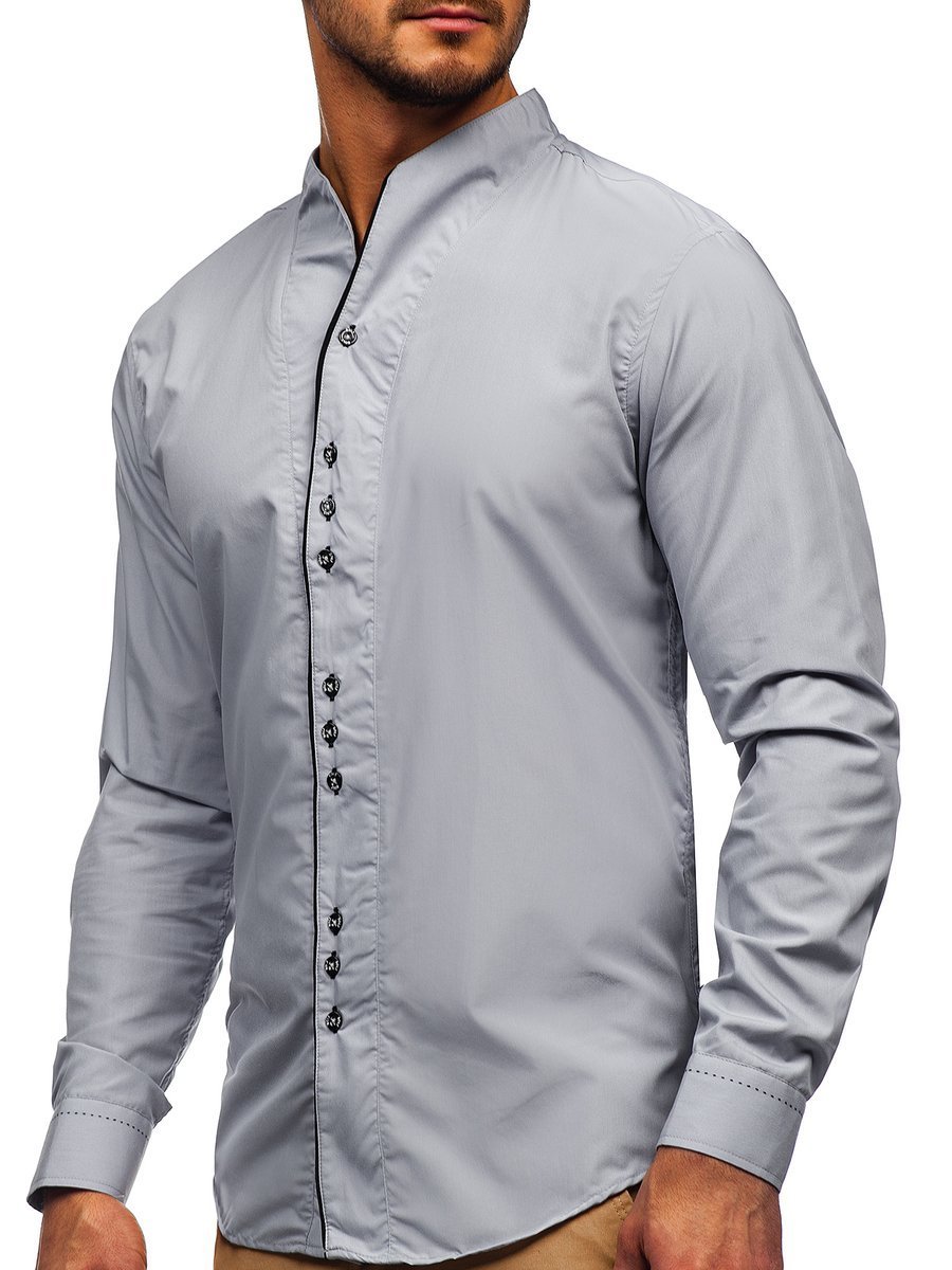 Pánská šedá košile s dlouhým rukávem Bolf 5720