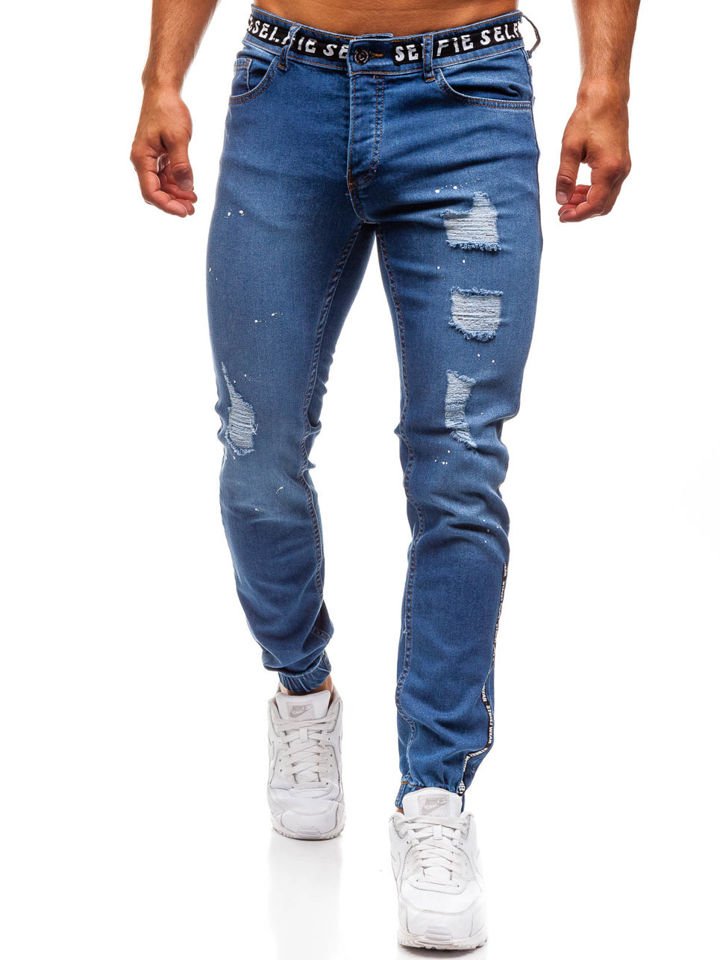 Modré pánské džínové jogger kalhoty Bolf 2042