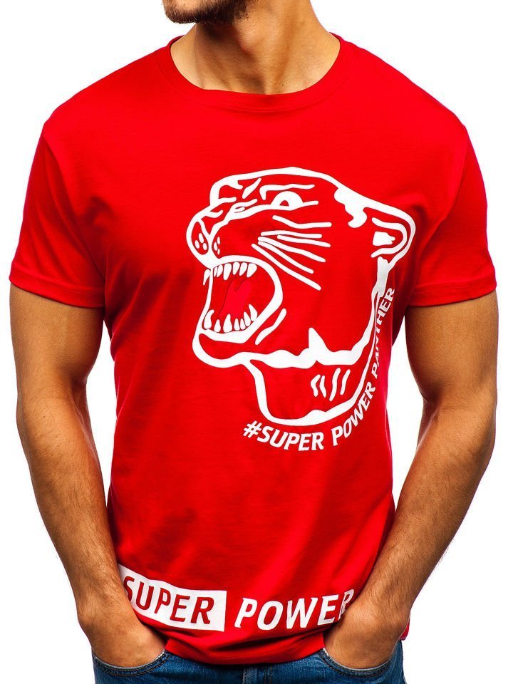 Červené pánské tričko s potiskem Bolf 10820