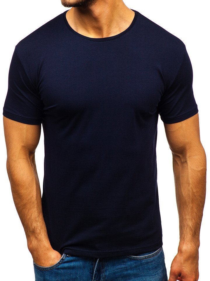 Tmavě modré pánské tričko bez potisku Bolf 9001-1