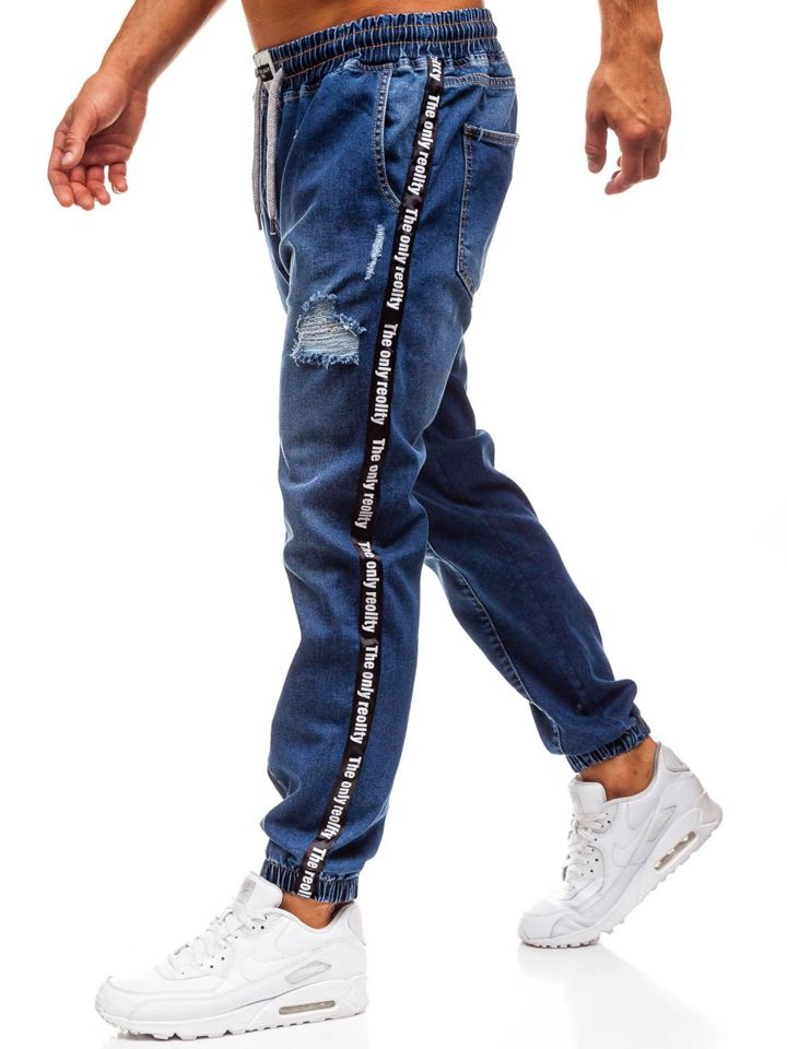 Tmavě modré pánské džínové baggy kalhoty Bolf 2045