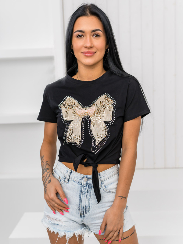 Černé dámské tričko s aplikacií Bolf 96T612