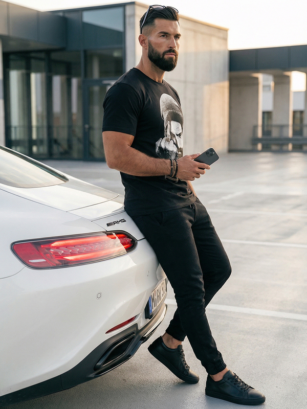 Černé pánské tričko s potiskem Bolf 142175A