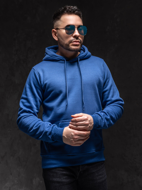 Královsky modrá pánská mikina s kapucí anorak Bolf 2009A1