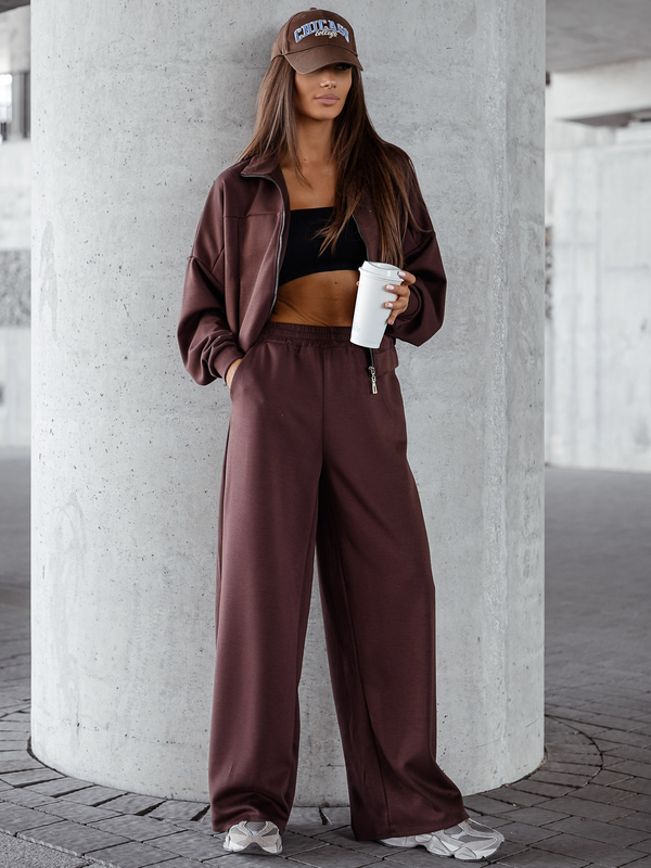 Dámský dvoudílný komplet rozepínací čokoládový Bolf 821109