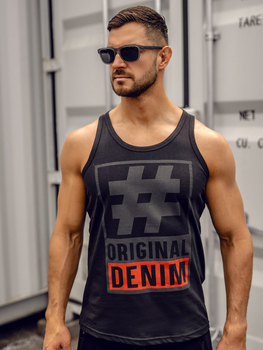 Černé pánské tílko s potiskem tank top Bolf 14834A