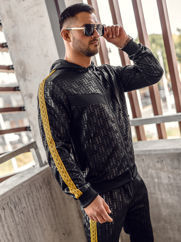 Černá pánská tepláková souprava s kapucí Bolf 3A165A