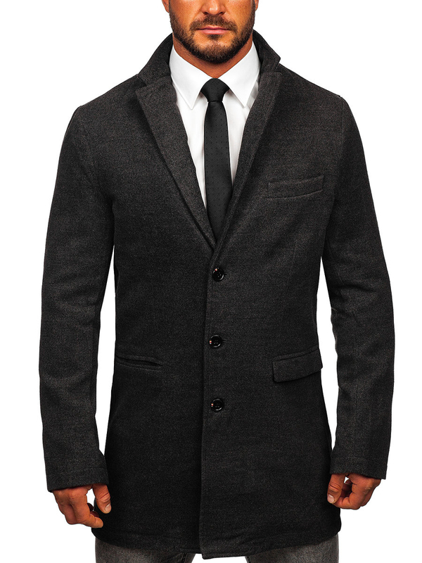 Grafitový pánský zimní kabát Bolf 1047