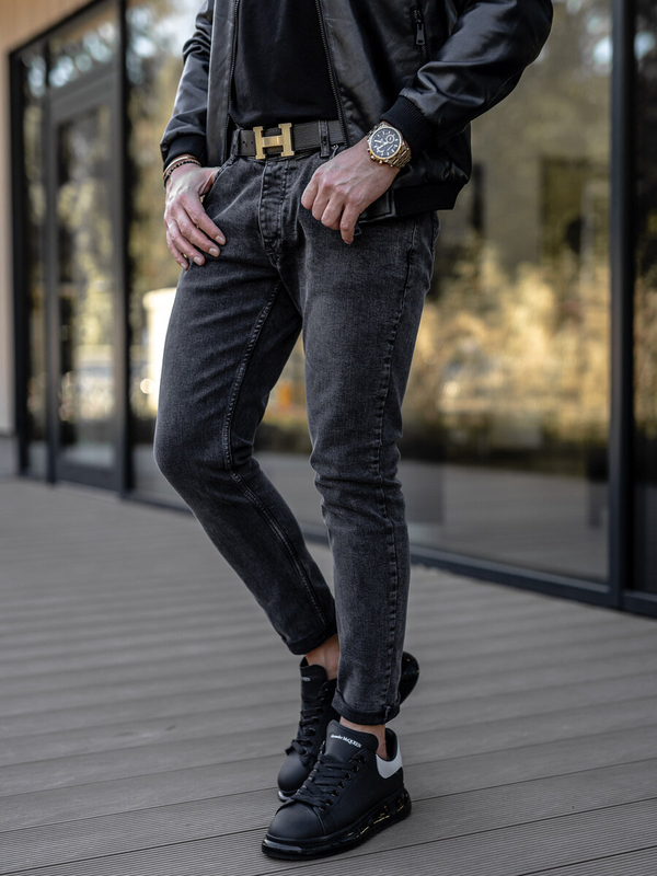 Černé pánské džíny skinny fit Bolf R925-1