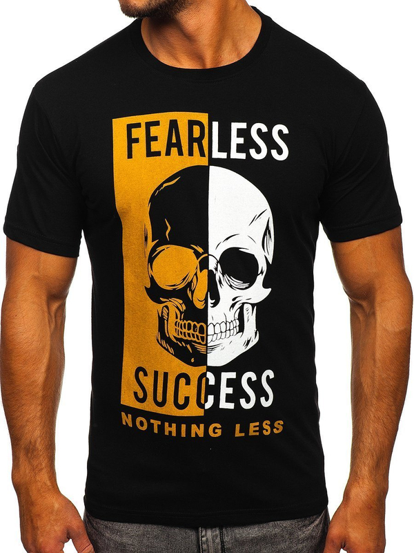 Černé pánské tričko s potiskem Bolf 142173