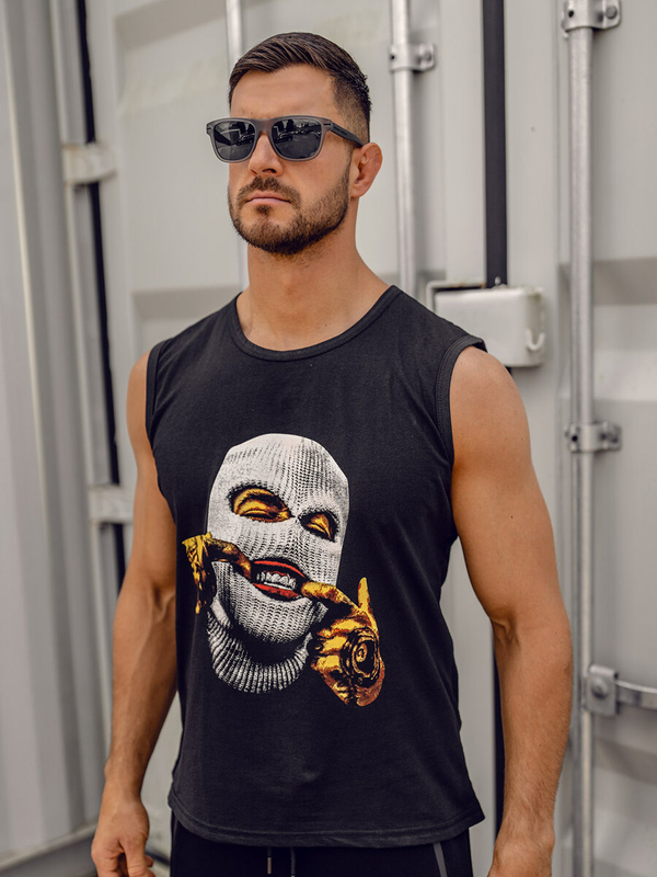 Černé pánské tílko s potiskem tank top Bolf 14811A