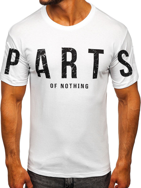 Bílé pánské bavlněné tričko s potiskem Bolf 1180