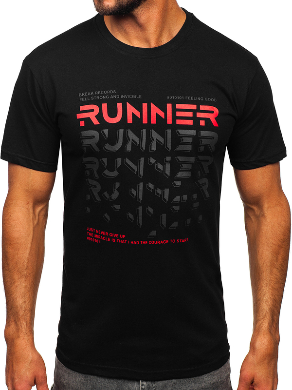 Černé pánské tričko s potiskem Bolf 14336