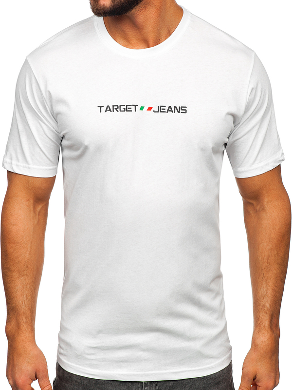 Bílé pánské bavlněné tričko s potiskem Bolf 14761