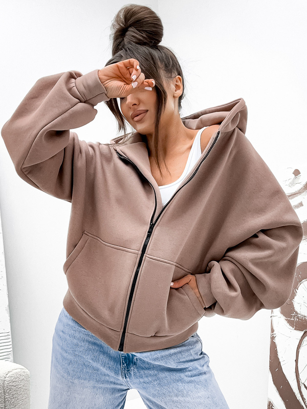 Dámská mikina s kapucí zateplená butterfly cappuccino Bolf 821112