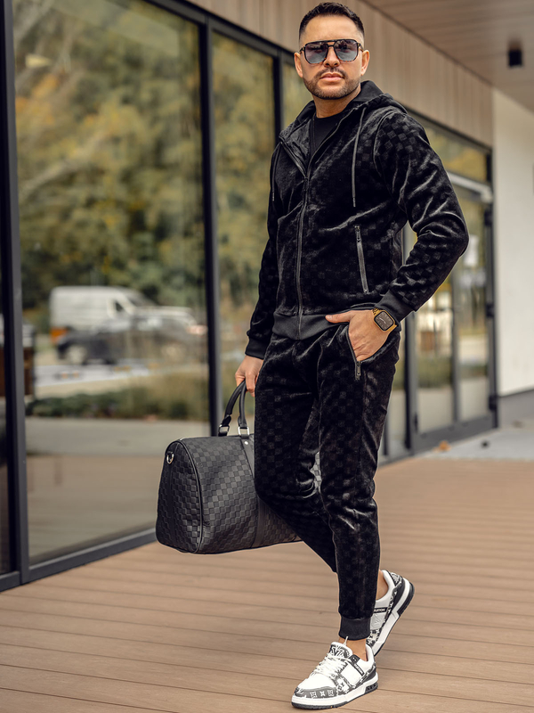 Černá pánská velurová souprava Bolf 3B115