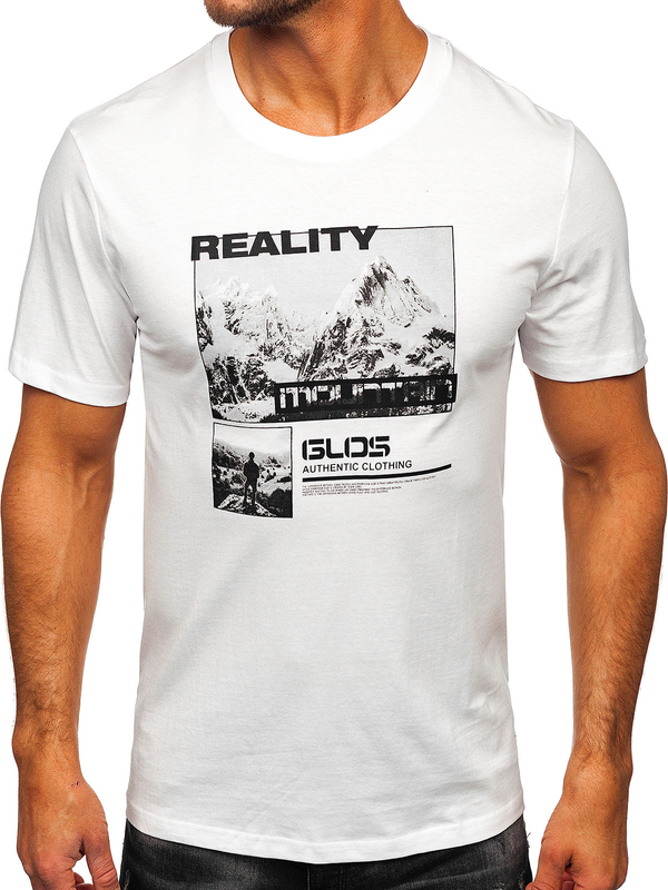 Bílé pánské bavlněné tričko s potiskem Bolf MPO3461