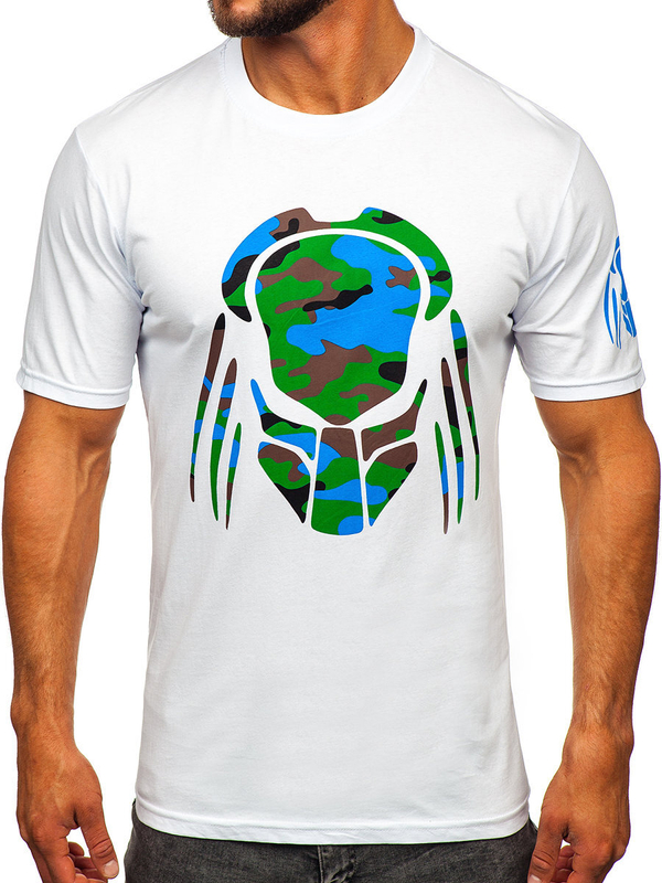 Bílé pánské bavlněné tričko s potiskem Bolf 192379-1