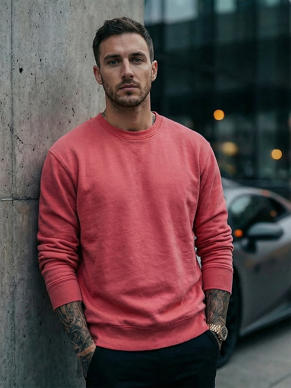 Lososová pánská silná mikina bez kapuce Bolf 2001