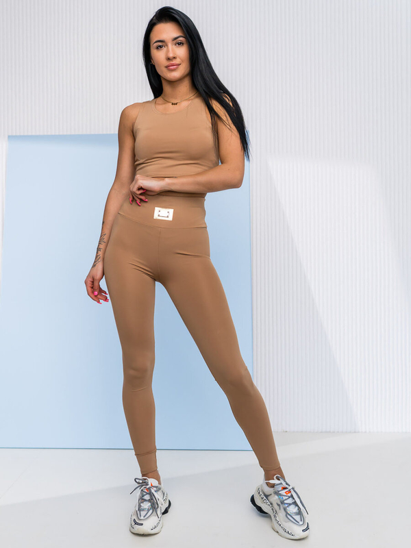 Béžová dámská velurová dvoudílná tepláková souprava Bolf 022