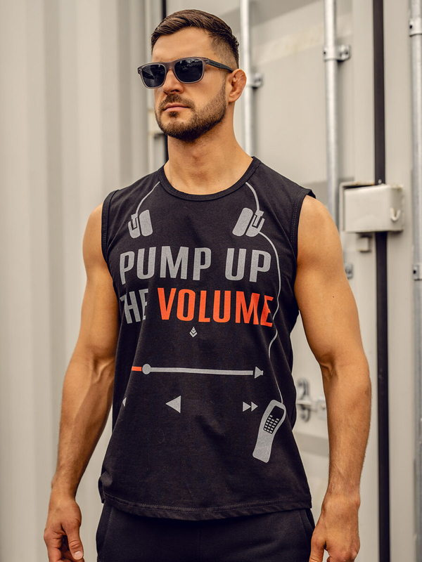 Černé pánské tílko s potiskem tank top Bolf 14815A