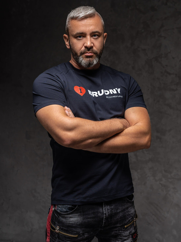 Tmavě modré pánské tričko s potiskem Igor Špinavý Bolf 02