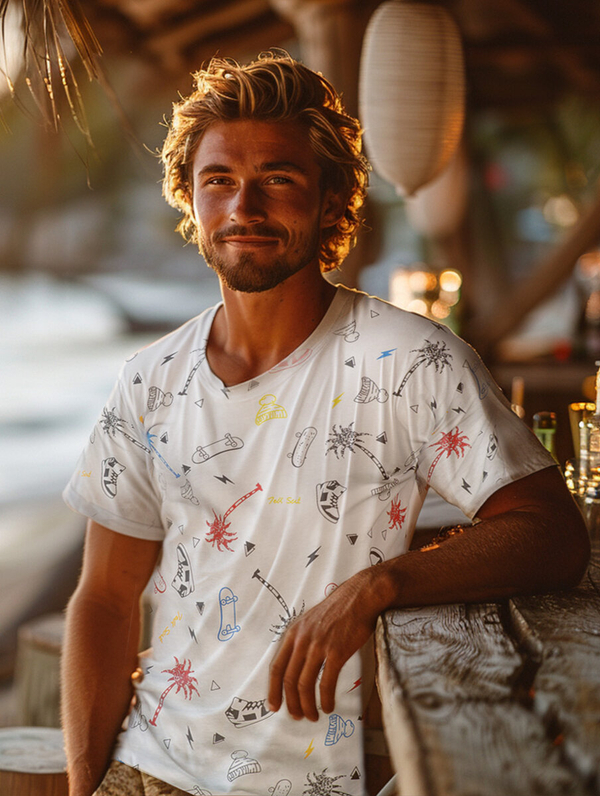 Bílé pánské bavlněné tričko s potiskem Bolf 1150A2