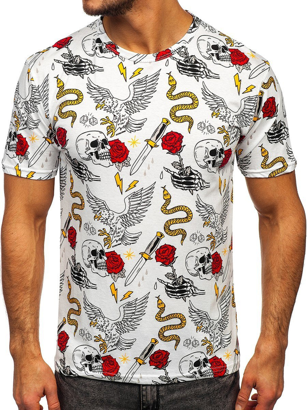 Bílé pánské tričko s potiskem Bolf 14900