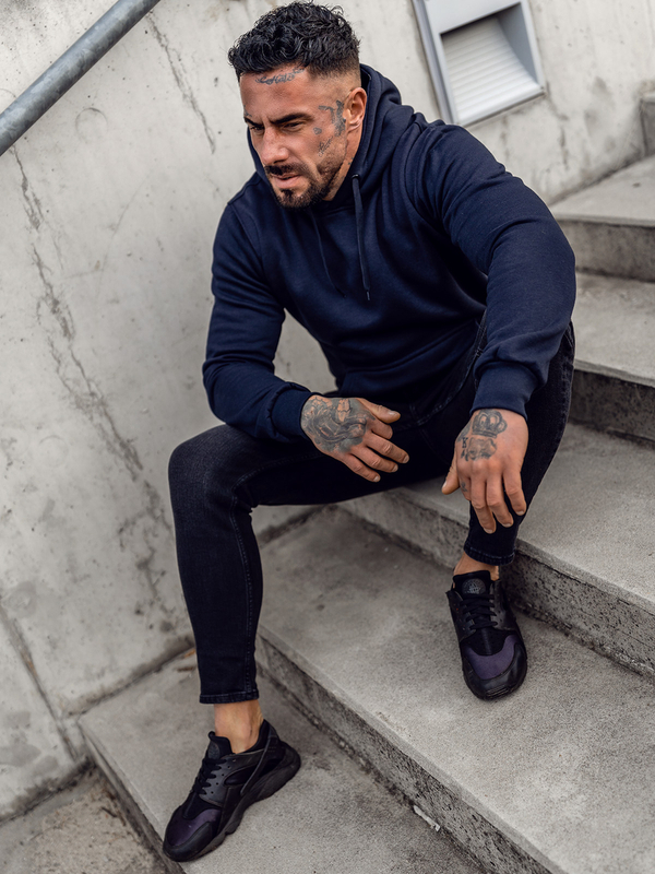 Pánská mikina klokanka s kapucí tmavě modrá Bolf MB001A